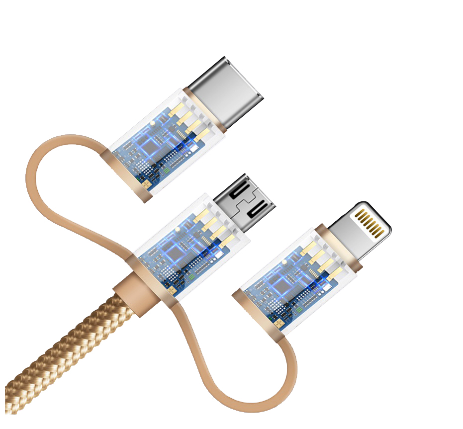 USB Cable to micro USB Lightning type c