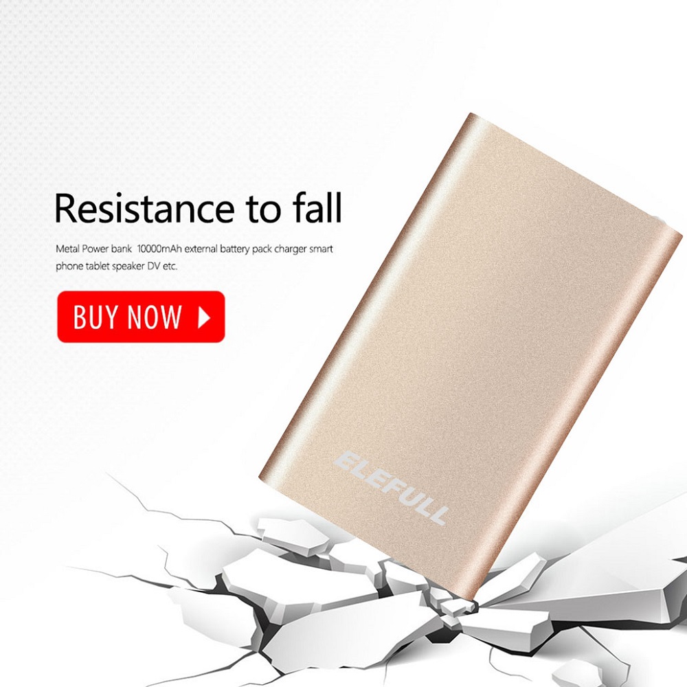 Big-Eye Ultra Thin Power Bank 10000mAh [Safe Aluminum alloy] Portable Battery Case Charger Pack Charge Iphone Samsung Htc Moto Nokia Huawai Smart Phone Camera Music and More (Gold)