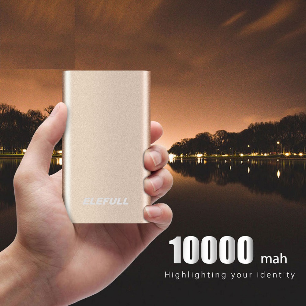 Big-Eye Ultra Thin Power Bank 10000mAh [Safe Aluminum alloy] Portable Battery Case Charger Pack Charge Iphone Samsung Htc Moto Nokia Huawai Smart Phone Camera Music and More (Gold)