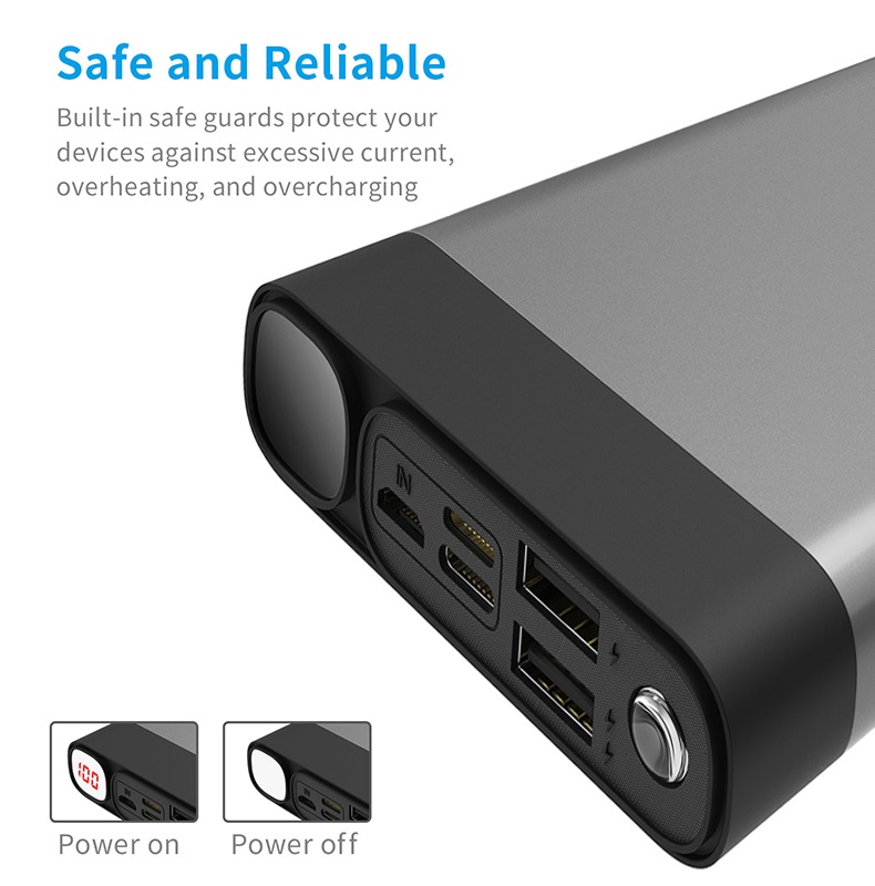 Portable Charger 50000mAh 2USB Ports/Super Bright Flashlight Power Bank Battery Pack for Phone Pad etc. (Gray Two-Gen )